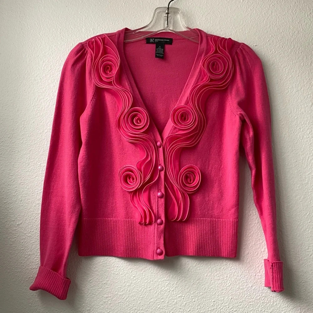 008. INC Pink Flower Sweater - Picture 1 of 9